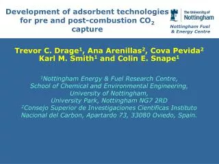 Development of adsorbent technologies for pre and post-combustion CO 2 capture