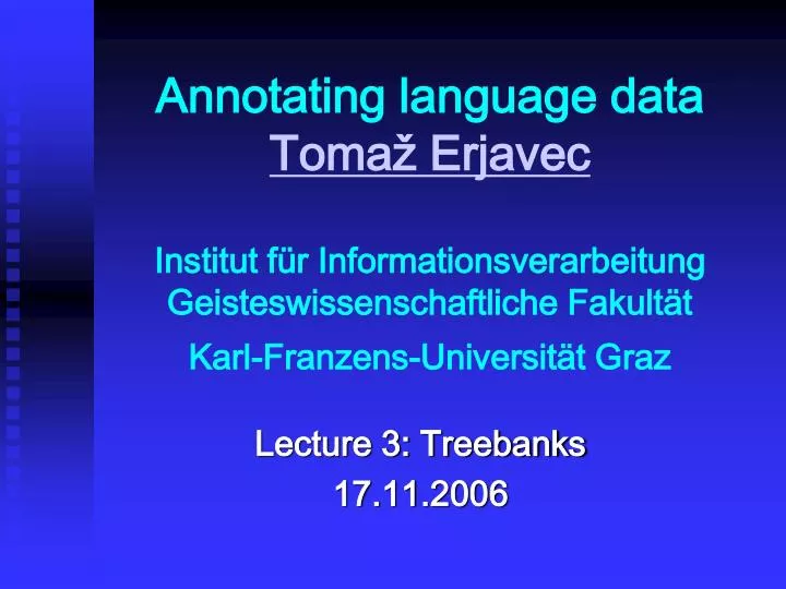 lecture 3 treebanks 17 11 2006