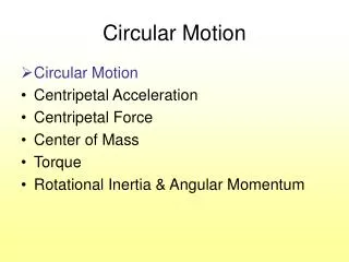 Circular Motion