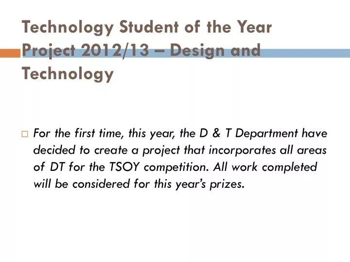 technology student of the year project 2012 13 design and technology