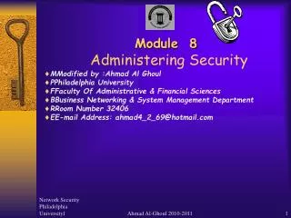 Module 8 Administering Security