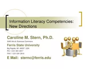 Information Literacy Competencies: New Directions