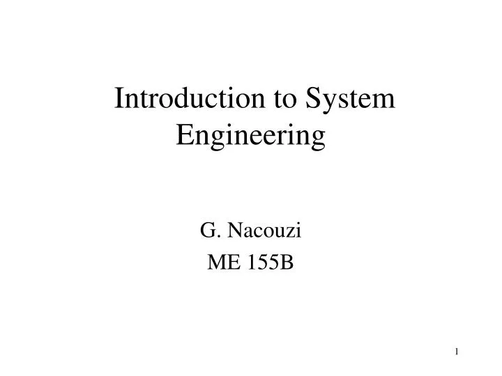 introduction to system engineering