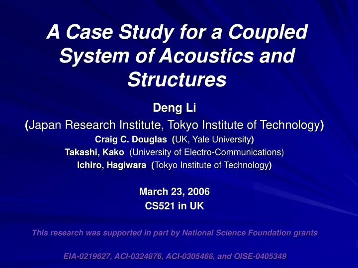 a case study for a coupled system of acoustics and structures