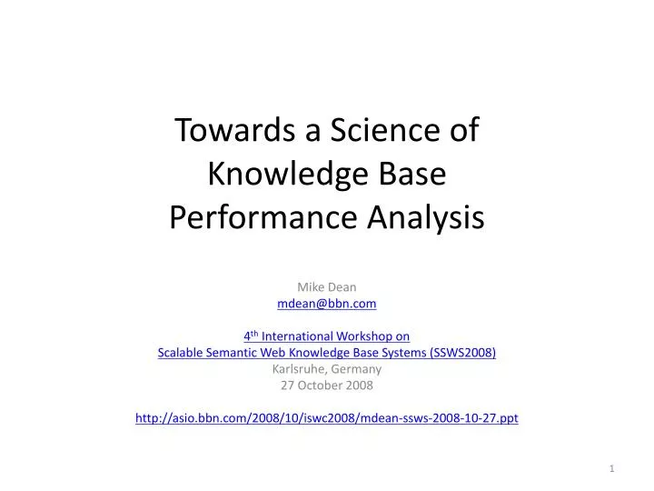 towards a science of knowledge base performance analysis