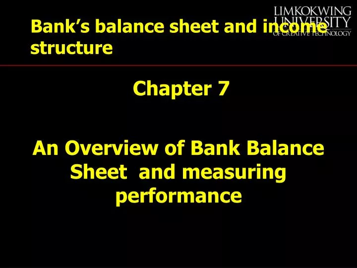 bank s balance sheet and income structure