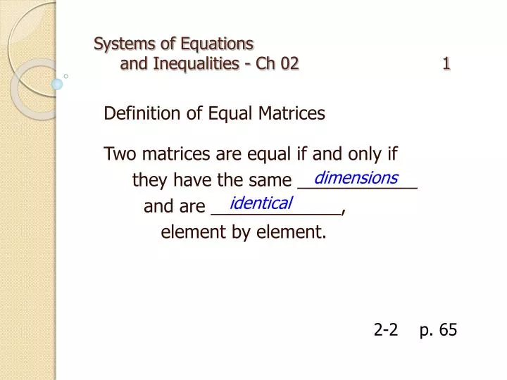 systems of equations and inequalities ch 02 1