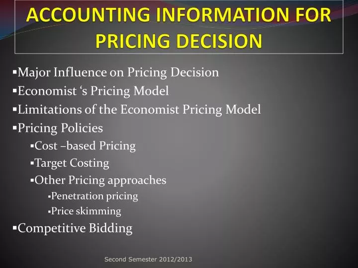 accounting information for pricing decision