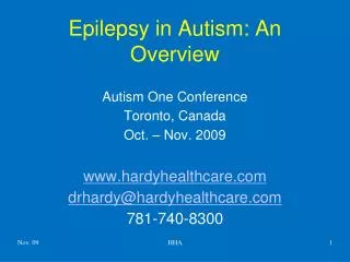 Epilepsy in Autism: An Overview