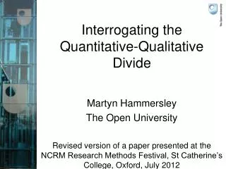 Interrogating the Quantitative-Qualitative Divide