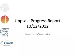 Uppsala Progress Report 10/12/2012