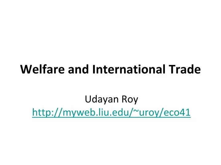welfare and international trade