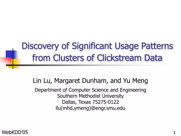 discovery of significant usage patterns from clusters of clickstream data