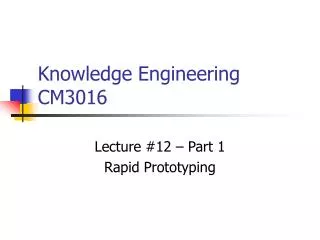 Knowledge Engineering CM3016