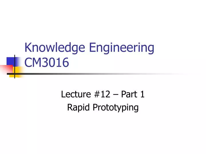 knowledge engineering cm3016