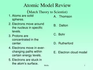 Atomic Model Review ( Match Theory to Scientist)