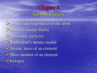 Chapter 4 Atomic Theory