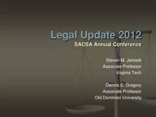 Legal Update 2012 SACSA Annual Conference