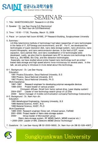 1 . T itle : NANOTECHNOLOGY Research in LG Elite