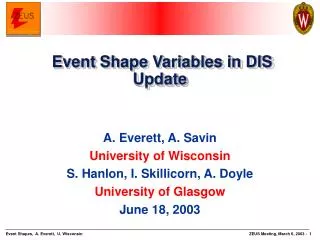 Event Shape Variables in DIS Update