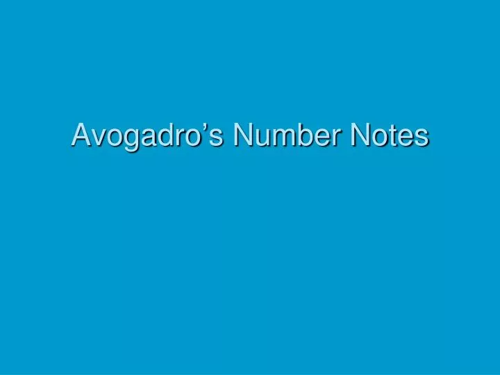 avogadro s number notes