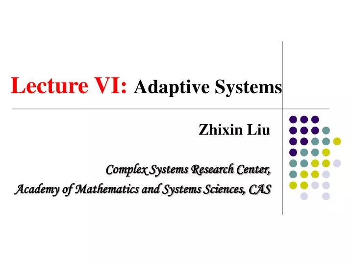 lecture vi adaptive systems