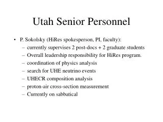 Utah Senior Personnel