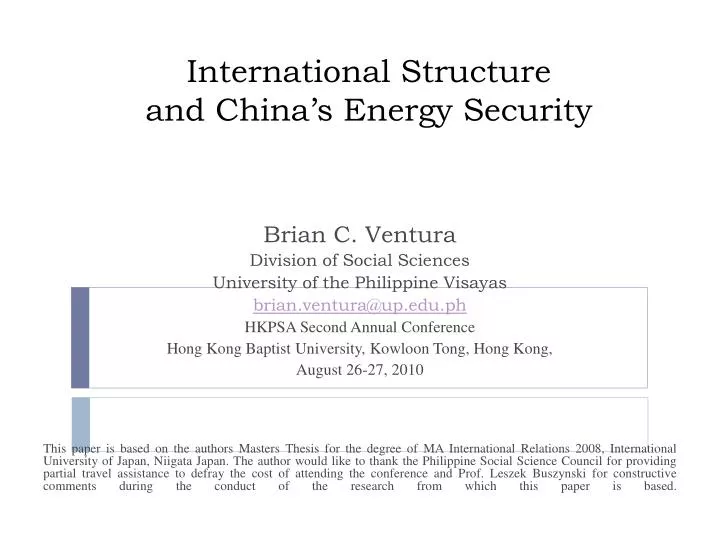 international structure and china s energy security