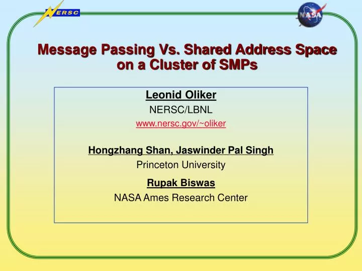 message passing vs shared address space on a cluster of smps