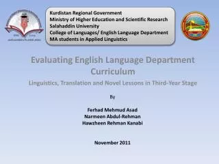 Evaluating English Language Department Curriculum