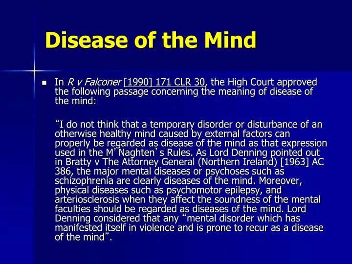 disease of the mind