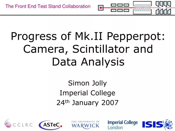 progress of mk ii pepperpot camera scintillator and data analysis