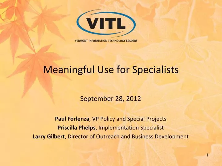 meaningful use for specialists