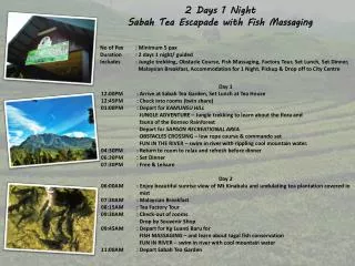 2 Days 1 Night Sabah Tea Escapade with Fish Massaging