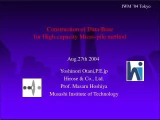 Construction of Data-Base for High-capacity Micro-pile method