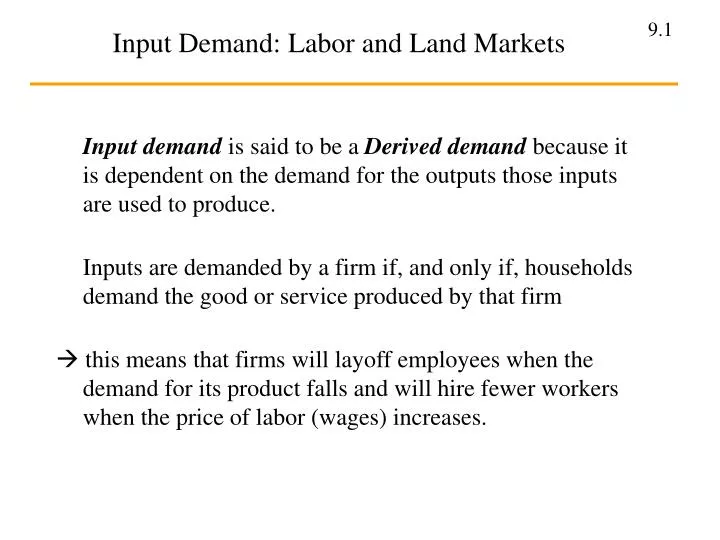 input demand labor and land markets