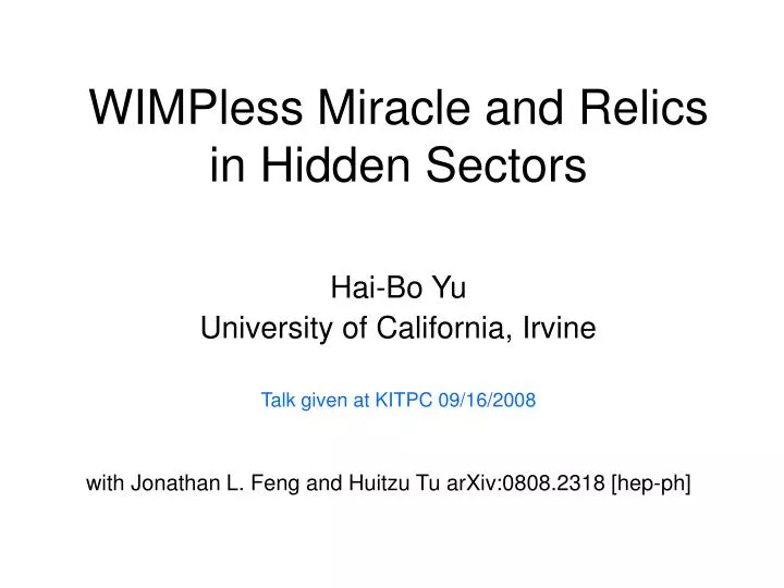 wimpless miracle and relics in hidden sectors