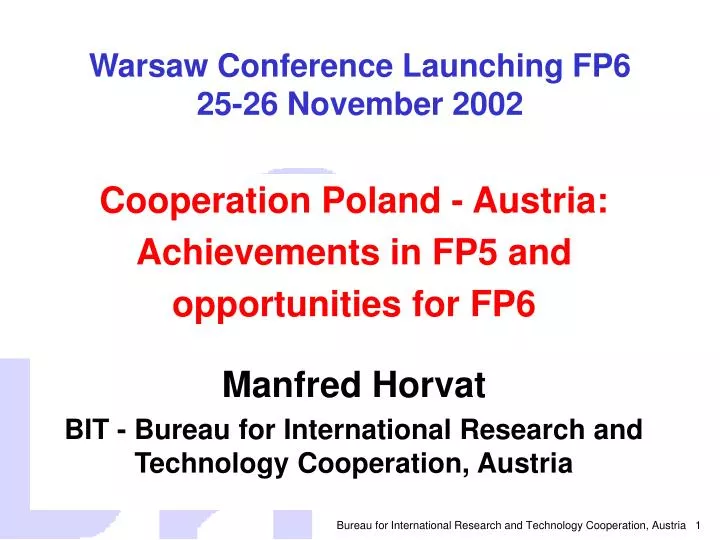 warsaw conference launching fp6 25 26 november 2002