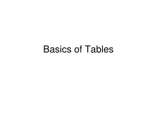 Basics of Tables