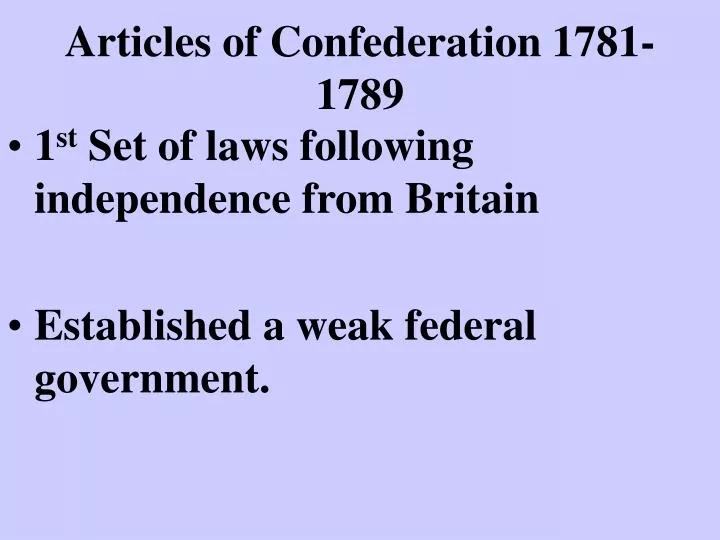 articles of confederation 1781 1789