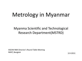 Metrology in Myanmar