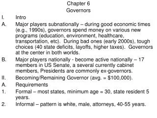 Chapter 6 Governors Intro