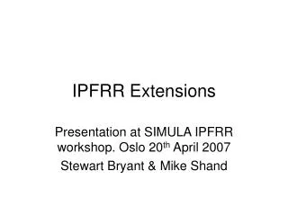 IPFRR Extensions