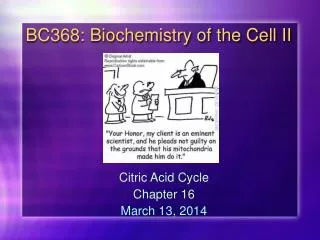 BC368 : Biochemistry of the Cell II
