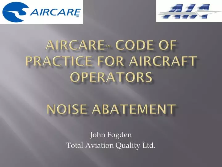 aircare code of practice for aircraft operators noise abatement