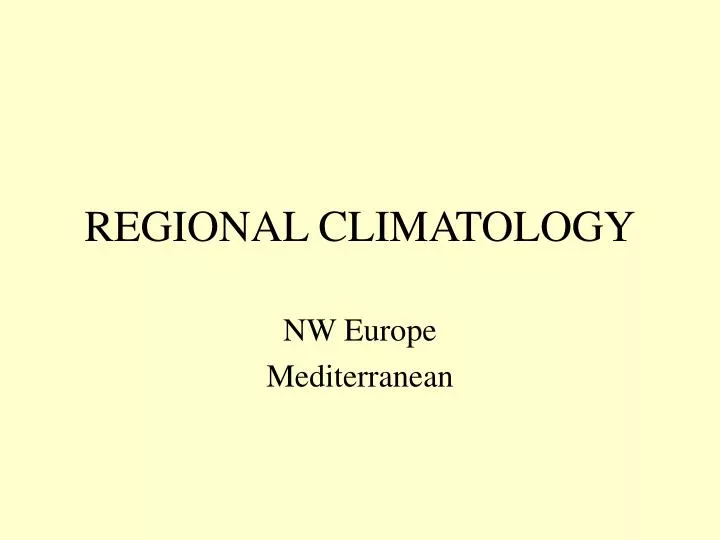 regional climatology