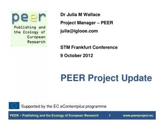 PEER Project Update