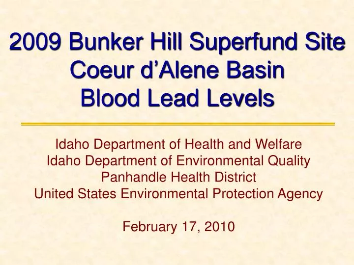 2009 bunker hill superfund site coeur d alene basin blood lead levels