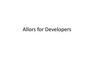 Allors for Developers