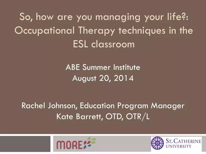 so how are you managing your life occupational therapy techniques in the esl classroom